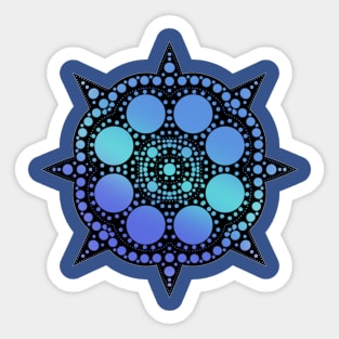 Star Circle Gradient Mandala Blue Sticker